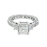 14K White Gold Diamond Princess Cut Engagement Ring – 1.51ct